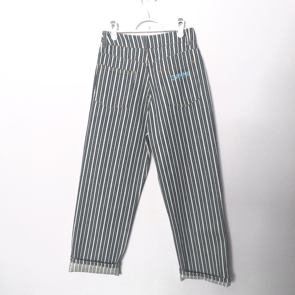 NWT Ganni Mixed Striped Denim Pants Size 26 - Picture 10 of 13